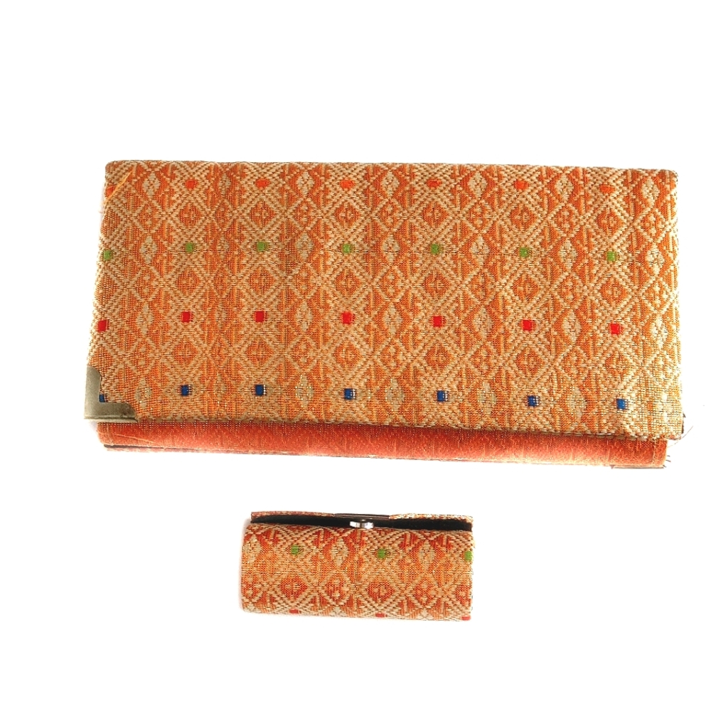 Vintage Multi-colored Wallet with Matching Lipstick Case